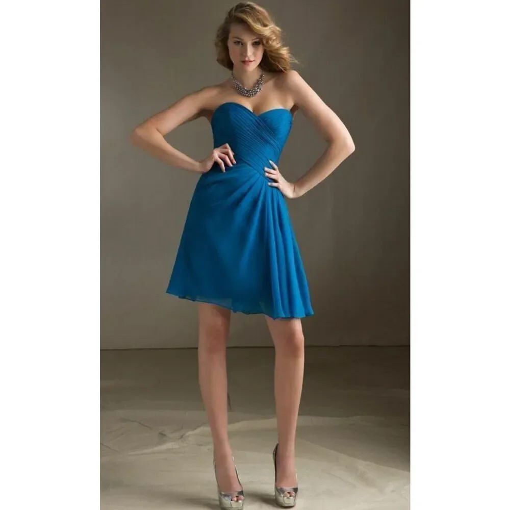 Angelina Faccenda by Morilee NWT size 16 strapless chiffon formal dress - peacoc
